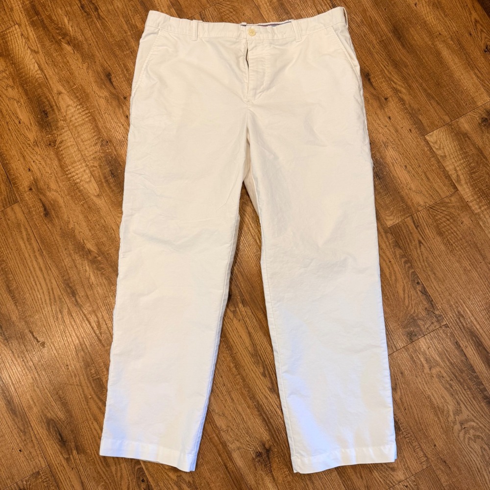 IZOD Mens 38x30 White Straight Fit Chino Pants 100% Cotton Classic Casual